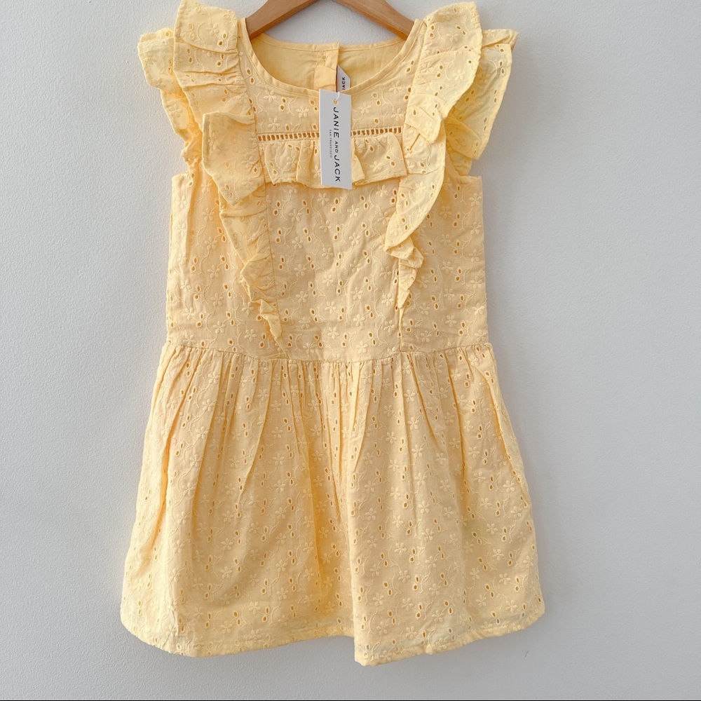 RUFFLE TRIM EYELET DRESS